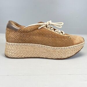 OTBT Meridian Shoes Womens Size 7 Brown Suede Casual Platform Lace Up Sneakers
